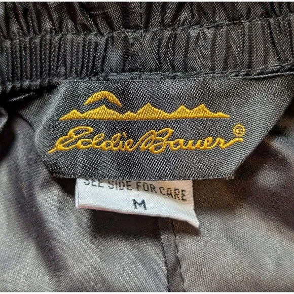 Eddie Bauer Vintage Size M Waterproof Rain Pants Black Hiking Wind Overpants - Picture 8 of 11